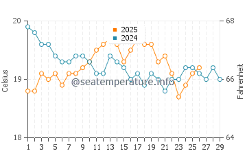 Shelly Bay Beach water temp chart in February