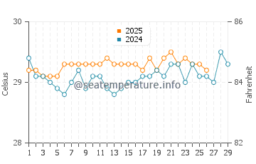 Temperatura del agua en Tafunsak en febrero