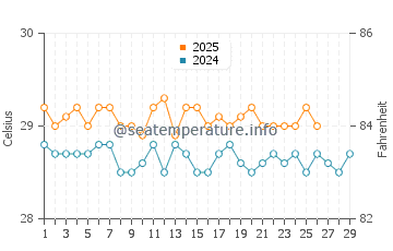 Temperature dell'acqua a Tamatam a febbraio