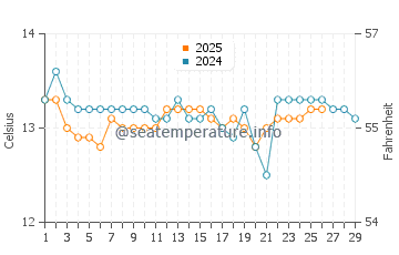 Vidiago water temp chart in February