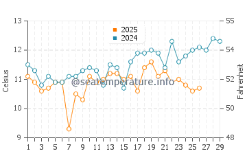 Wassertemperatur Viedma See im Februar