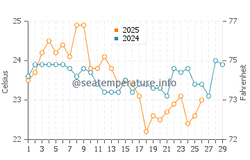 Temperature dell'acqua a Watsons Bay a febbraio