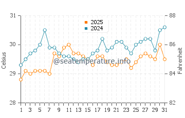Bang Bao Beach water temp chart in March