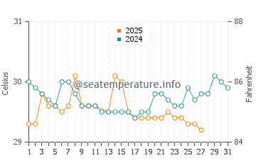 Misool water temp chart in March