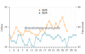 Temperature dell'acqua a Nova Vicosa a marzo