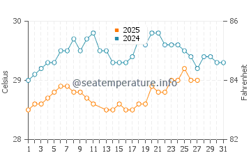 Wassertemperatur Paracurú im März
