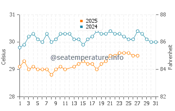 Temperature dell'acqua a Paulista a marzo