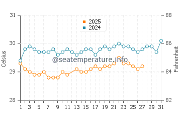 Temperature dell'acqua a Ponta Verde a marzo
