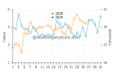 Rowy water temp chart in March