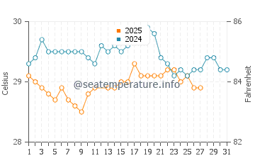 Temperature dell'acqua a Salvador a marzo