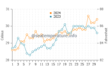 Apo Reef water temp chart in April
