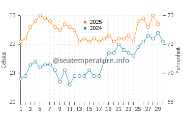 Sargasso Sea water temp chart in April