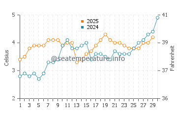 Temperature dell'acqua a Sommarøya ad aprile