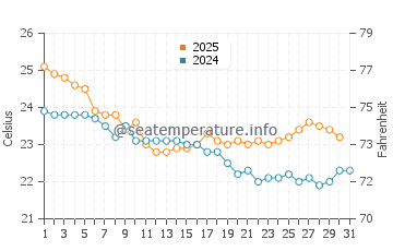 Agnes Water water temp chart in May