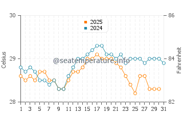 Temperature dell'acqua ad Ananindeua a maggio