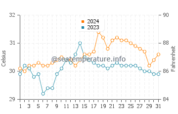 Apo Reef water temp chart in May