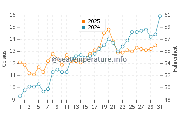 Temperature dell'acqua a Bagenkop a maggio