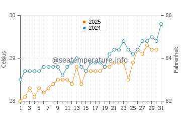Temperature dell'acqua a Banco Chinchorro a maggio