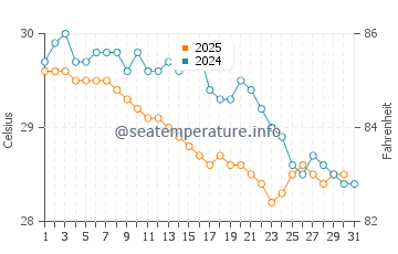 Temperature dell'acqua a Cabedelo a maggio