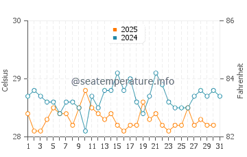Temperature dell'acqua a Carriacou a maggio