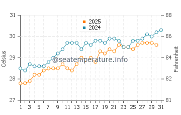 Cayman Brac water temp chart in May