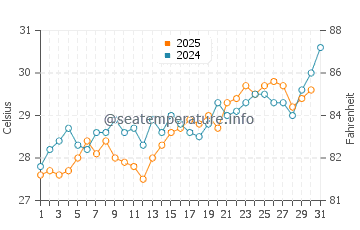 Temperature dell'acqua a Costa Mujeres a maggio