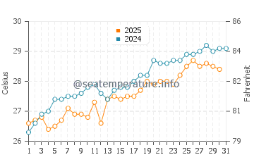 Temperature dell'acqua a Delray Beach a maggio