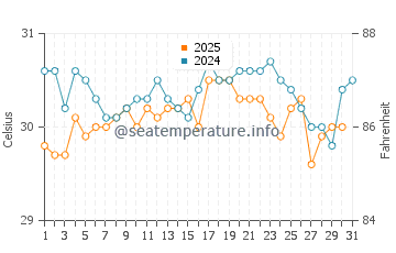 Derawan Islands water temp chart in May