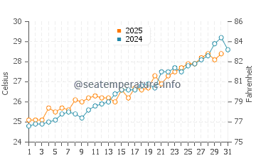 Temperature dell'acqua a Eleuthera a maggio