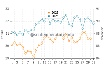 Farasan Islands water temp chart in May