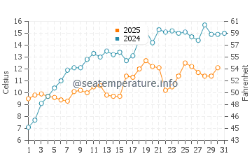 Temperature dell'acqua a Foster Beach a maggio