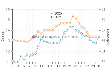 Temperature dell'acqua a Garretstown Beach a maggio