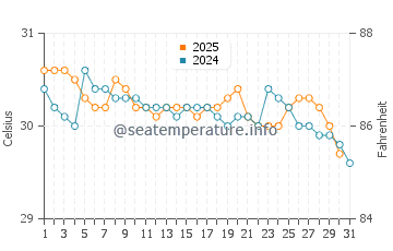 Gizo water temp chart in May