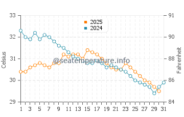 Temperature dell'acqua a Kayalpattinam a maggio