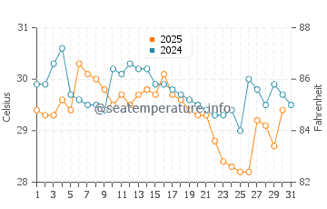 Temperature dell'acqua a Kribi a maggio