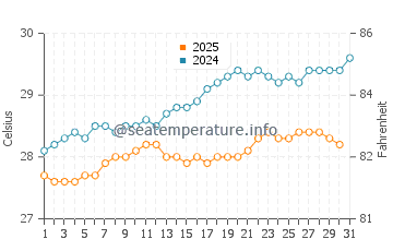 Temperature dell'acqua a Maho Bay a maggio