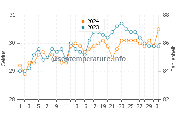 Malapascua Island water temp chart in May