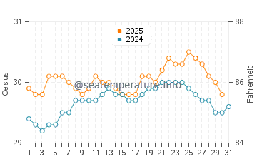 Mamuju water temp chart in May