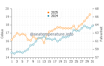 Temperature dell'acqua a Meschers-sur-Gironde a maggio