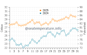 Temperature dell'acqua a Manzanillo a maggio