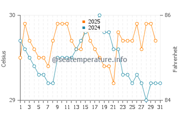 Misool water temp chart in May
