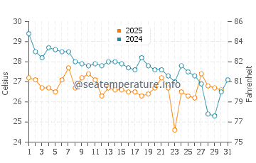 Temperature dell'acqua a Playas a maggio