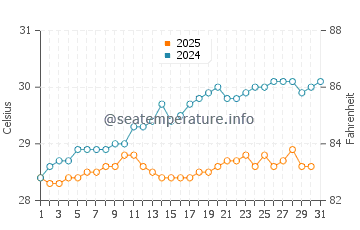 Temperature dell'acqua a Ponce a maggio