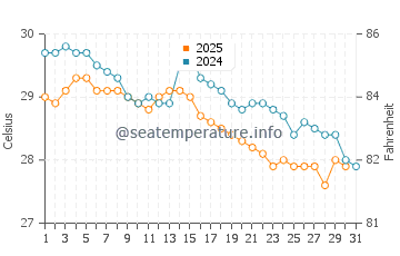 Temperature dell'acqua a Praia do Gunga a maggio