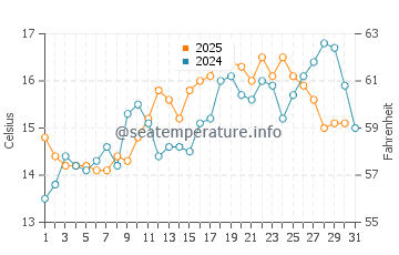 Temperature dell'acqua a Pringle Bay a maggio