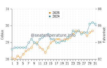 Punta Allen water temp chart in May