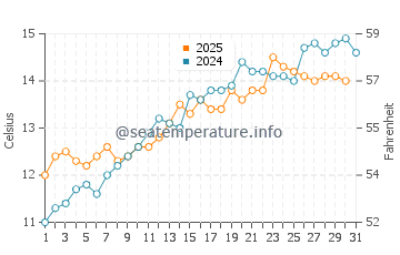 Temperature dell'acqua a Rustington a maggio
