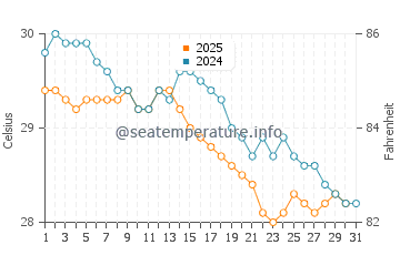 Temperature dell'acqua a Sao Miguel dos Milagres a maggio