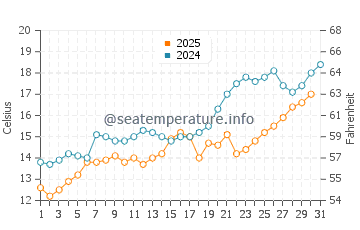 Temperature dell'acqua a Sinemorets a maggio