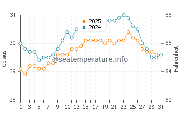 Temperature dell'acqua a Tiruvottiyur a maggio